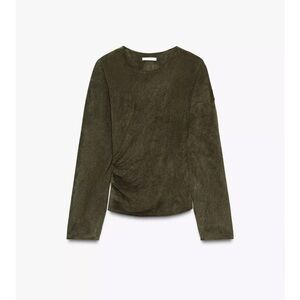 NWT ZARA Faux Suede Draped Top